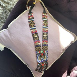 Long Beaded Necklace – new Egyptian style Handmade Seed Bead Tassel Necklace.